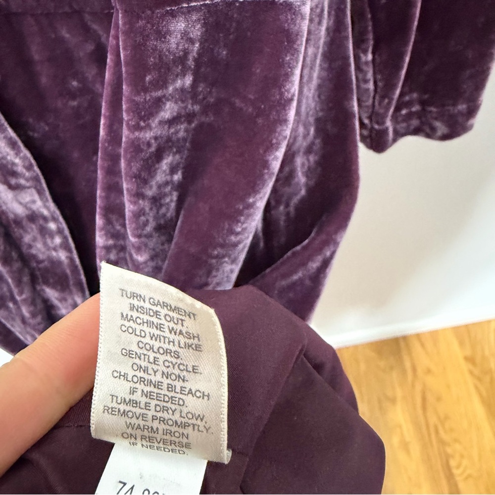 Vintage J.Jill Velvet Aubergine Purple Duster/Dress Silk Size 10 - Picture 8 of 11